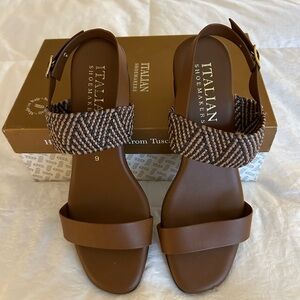 Italian Shoemakers Brown Aztec Sandals